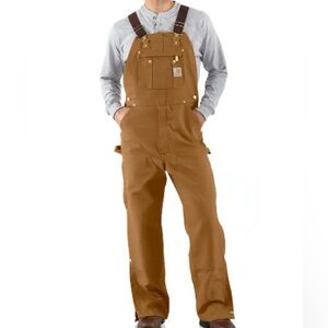 Carhartt Men's FIRM DUCK BIB OVERALL Brown Overalls